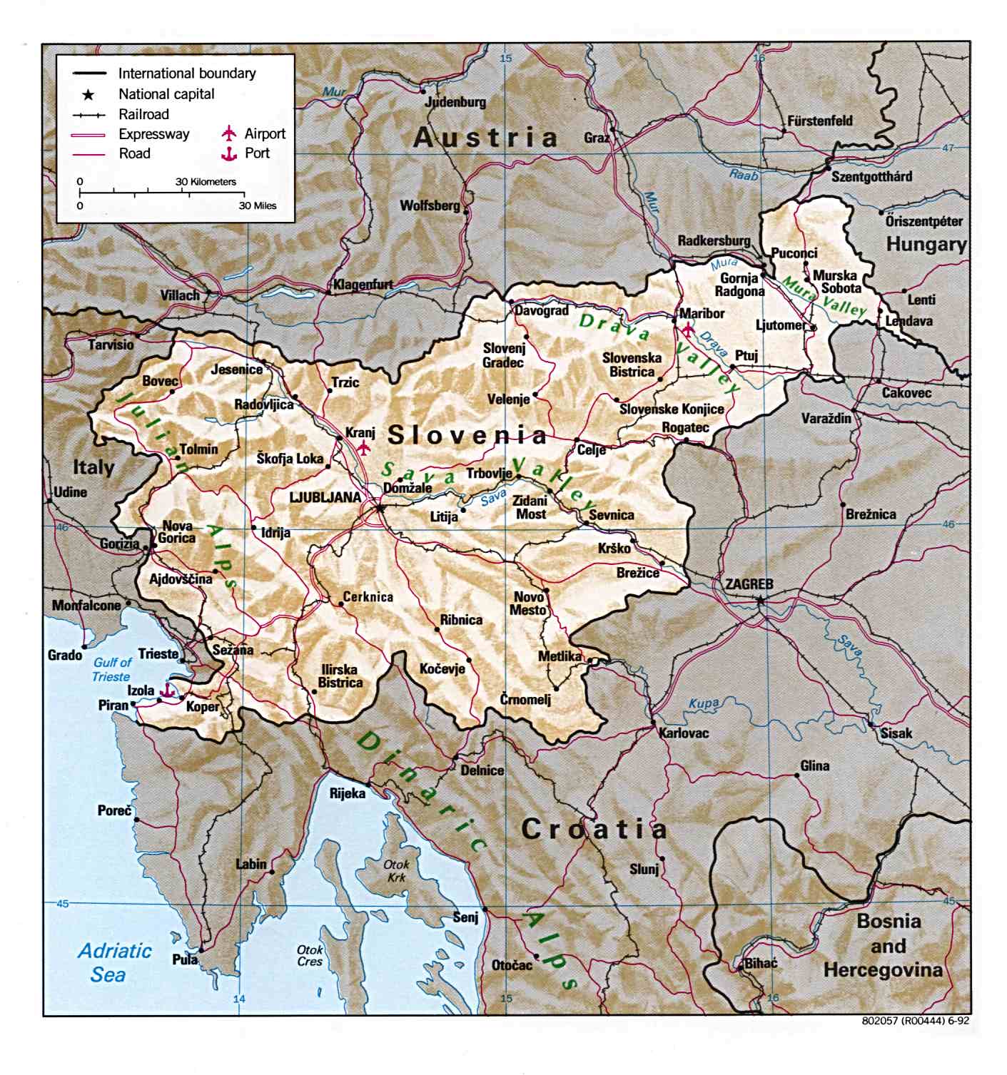 Mapa Físico de Eslovenia