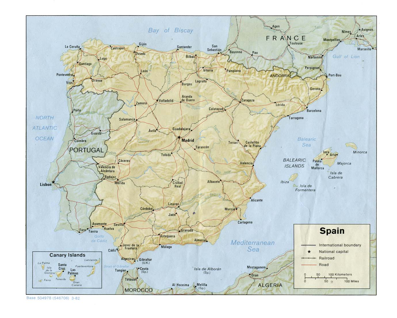 Mapa Físico de España 1982