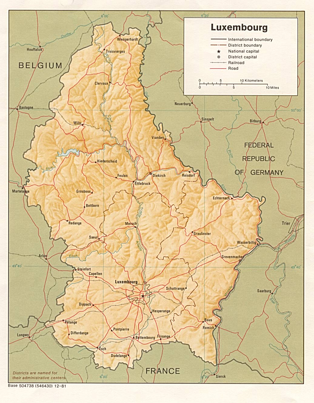 Mapa Físico de Luxemburgo
