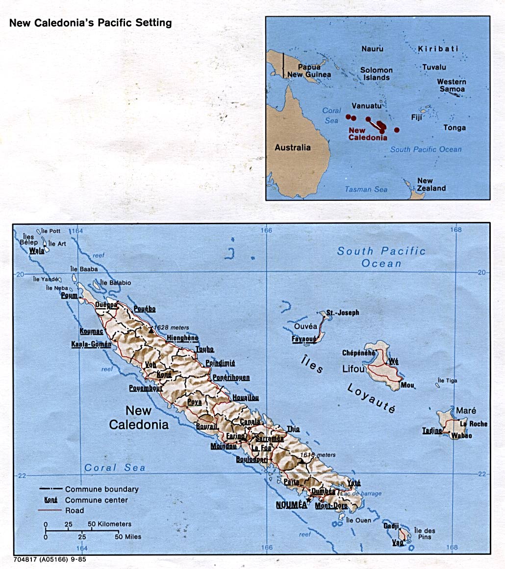 Mapa Físico de Nueva Caledonia