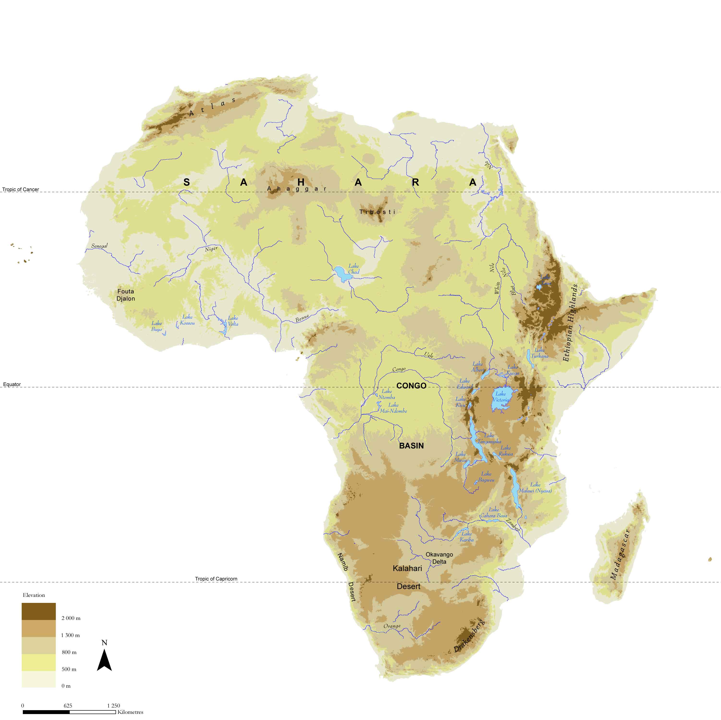 Mapa Físico de África