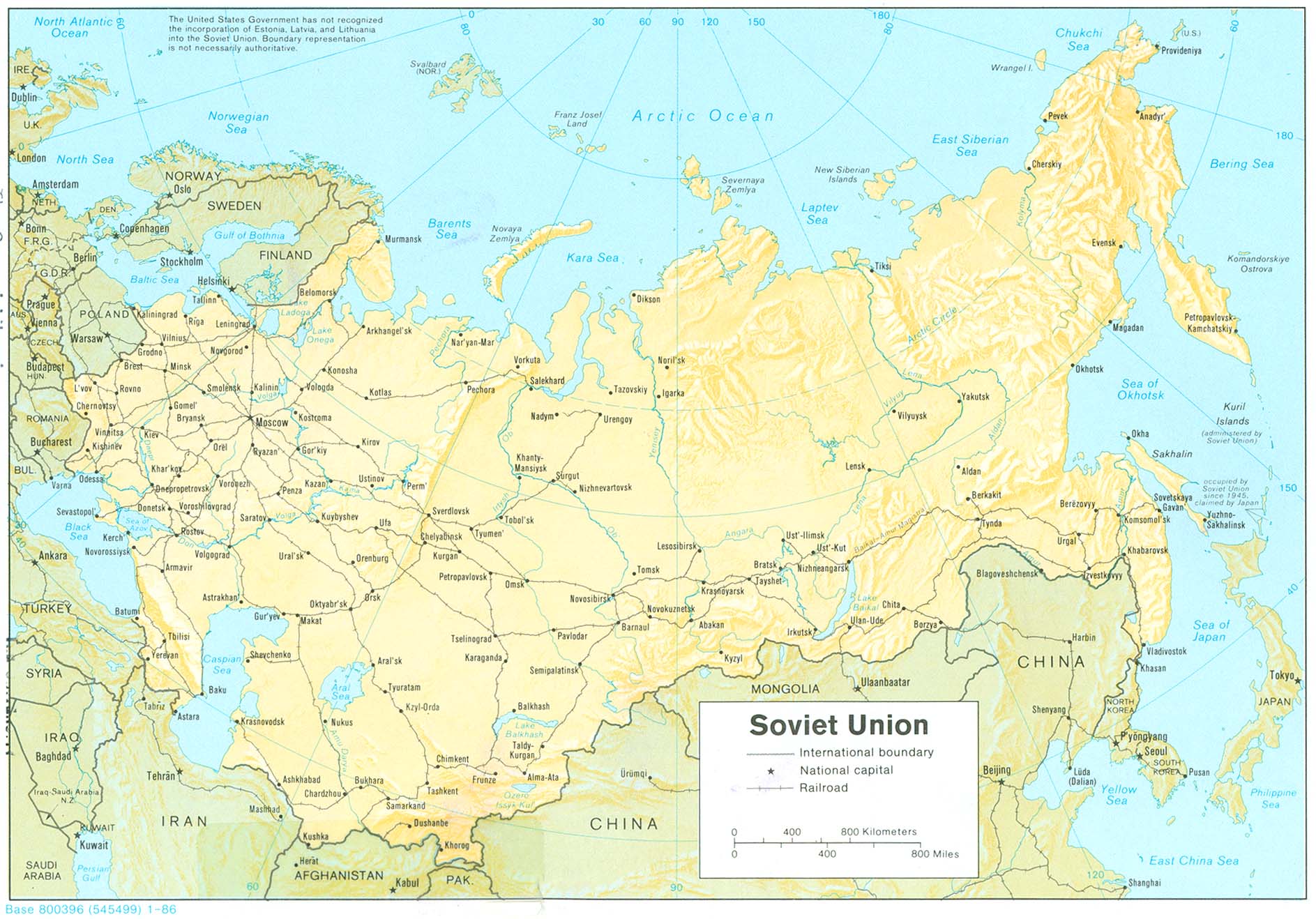 Mapa Físico de la ex Unión Soviética