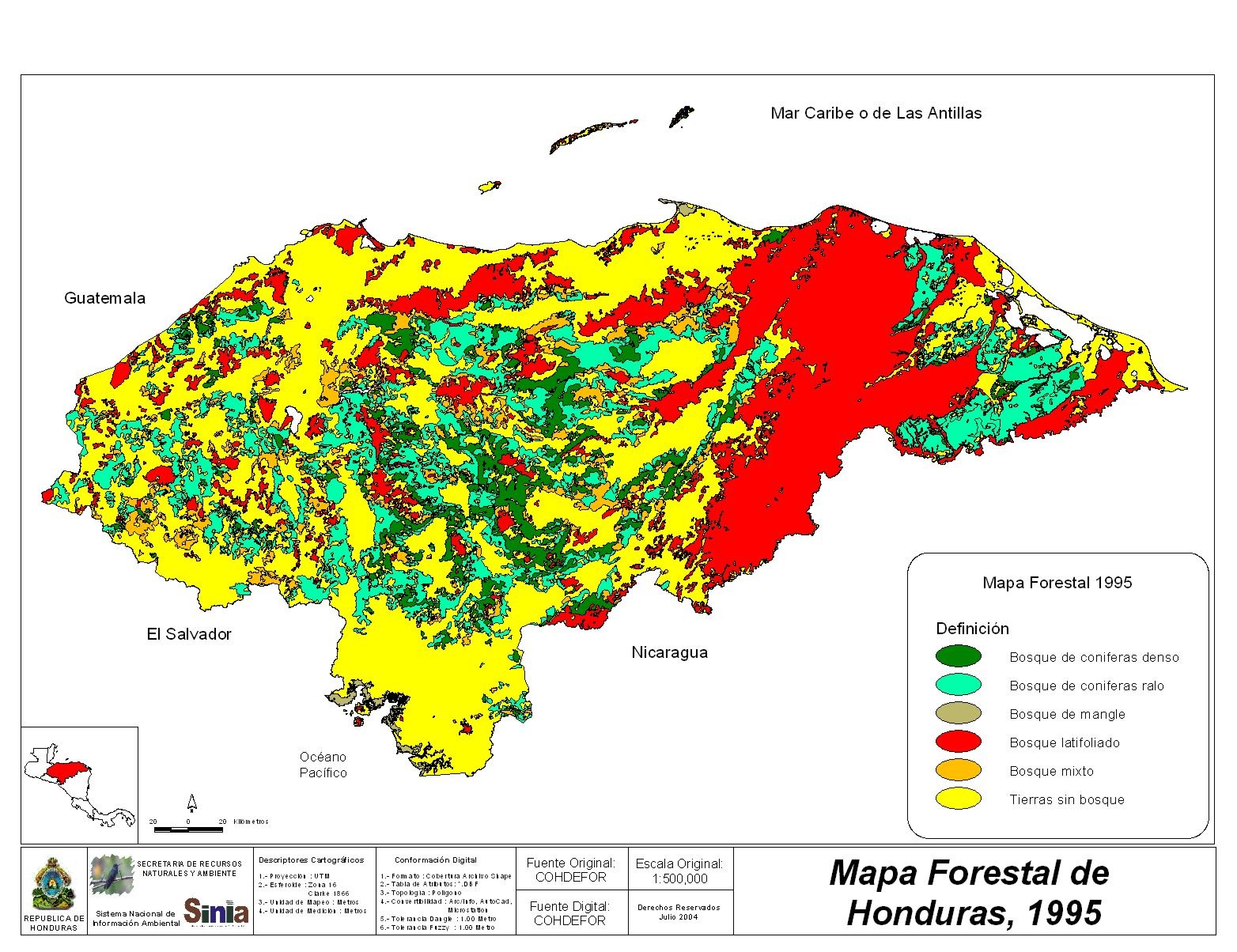 Mapa Forestal de Honduras
