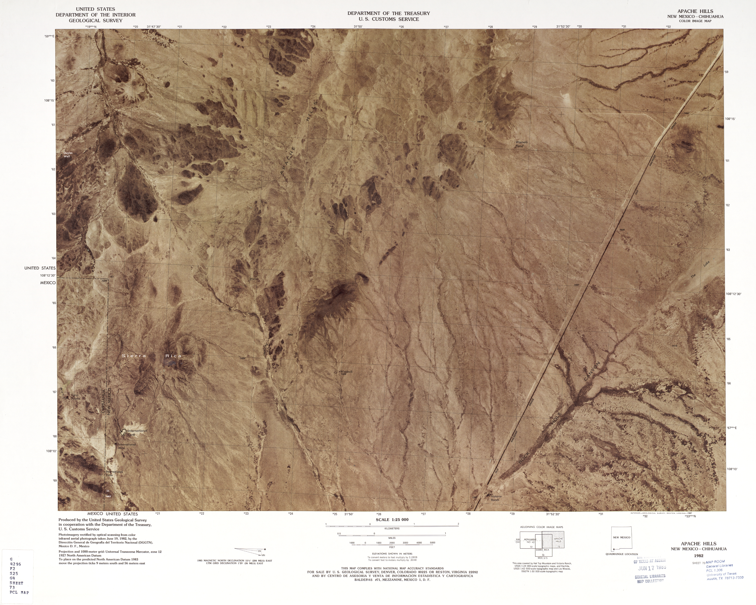 Mapa Fronterizo de México-Estados Unidos, Apache Hills 1982