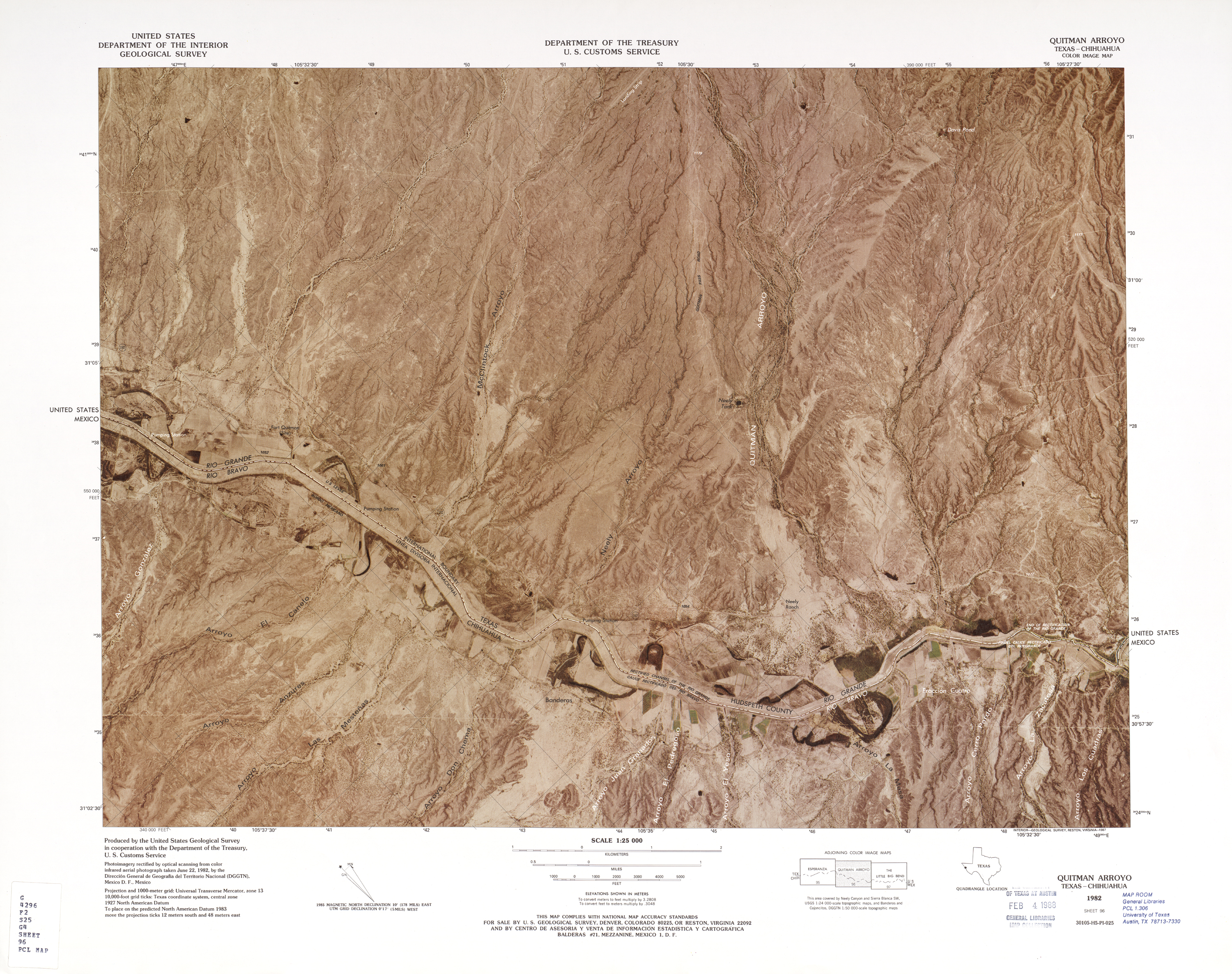 Mapa Fronterizo de México-Estados Unidos, Arroyo Quitman 1982