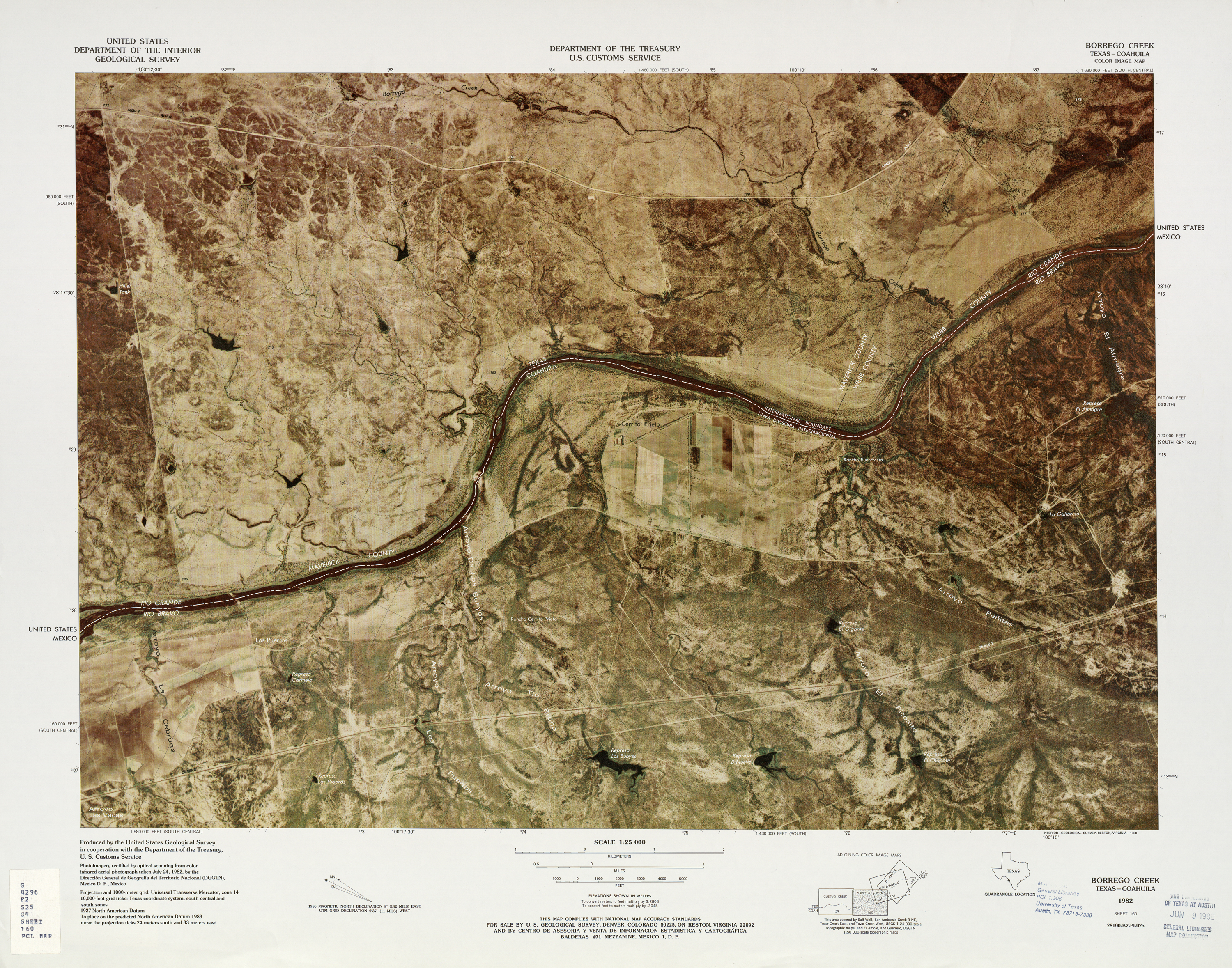 Mapa Fronterizo de México-Estados Unidos, Borrego Creek 1982