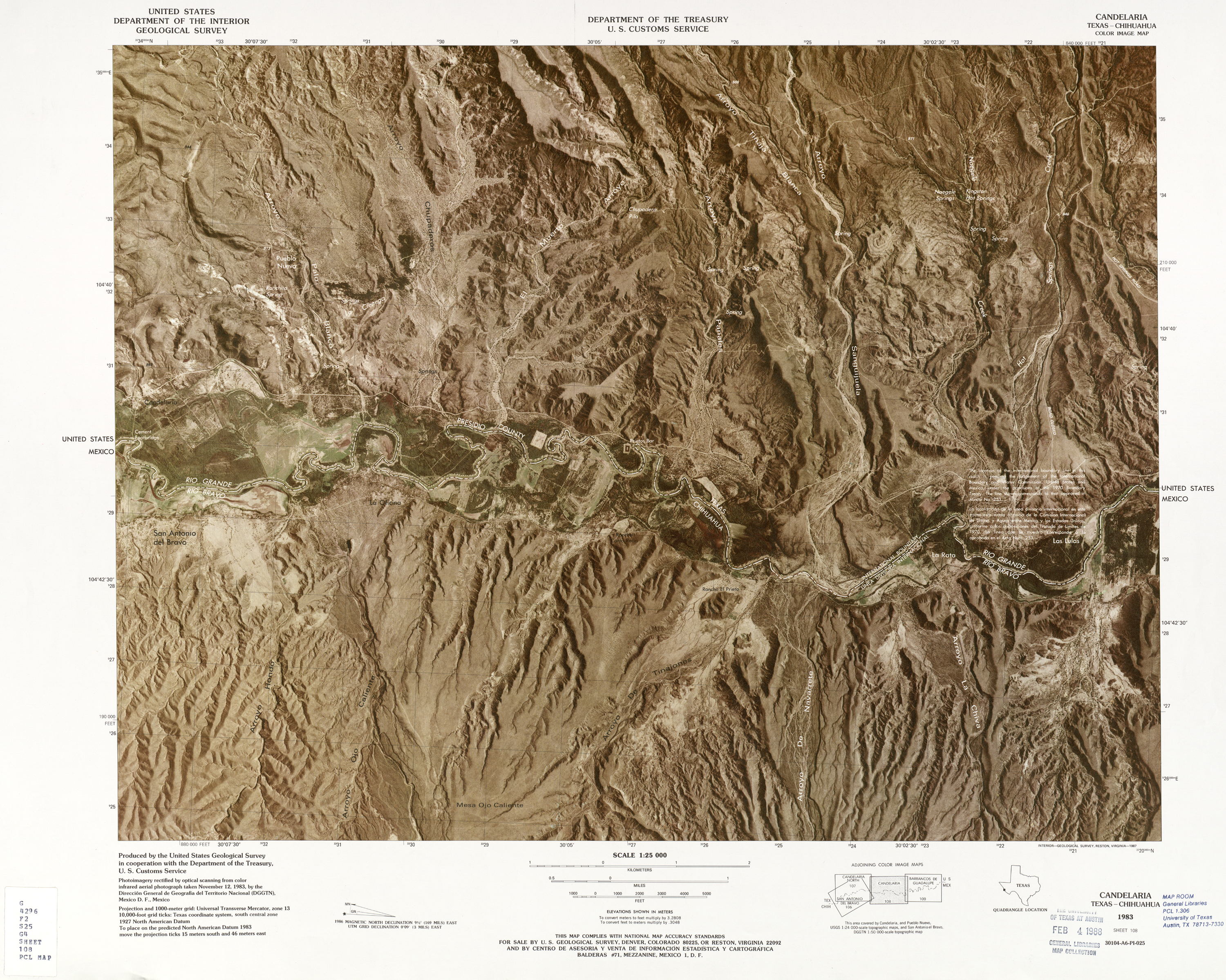 Mapa Fronterizo de México-Estados Unidos, Candelaria 1983