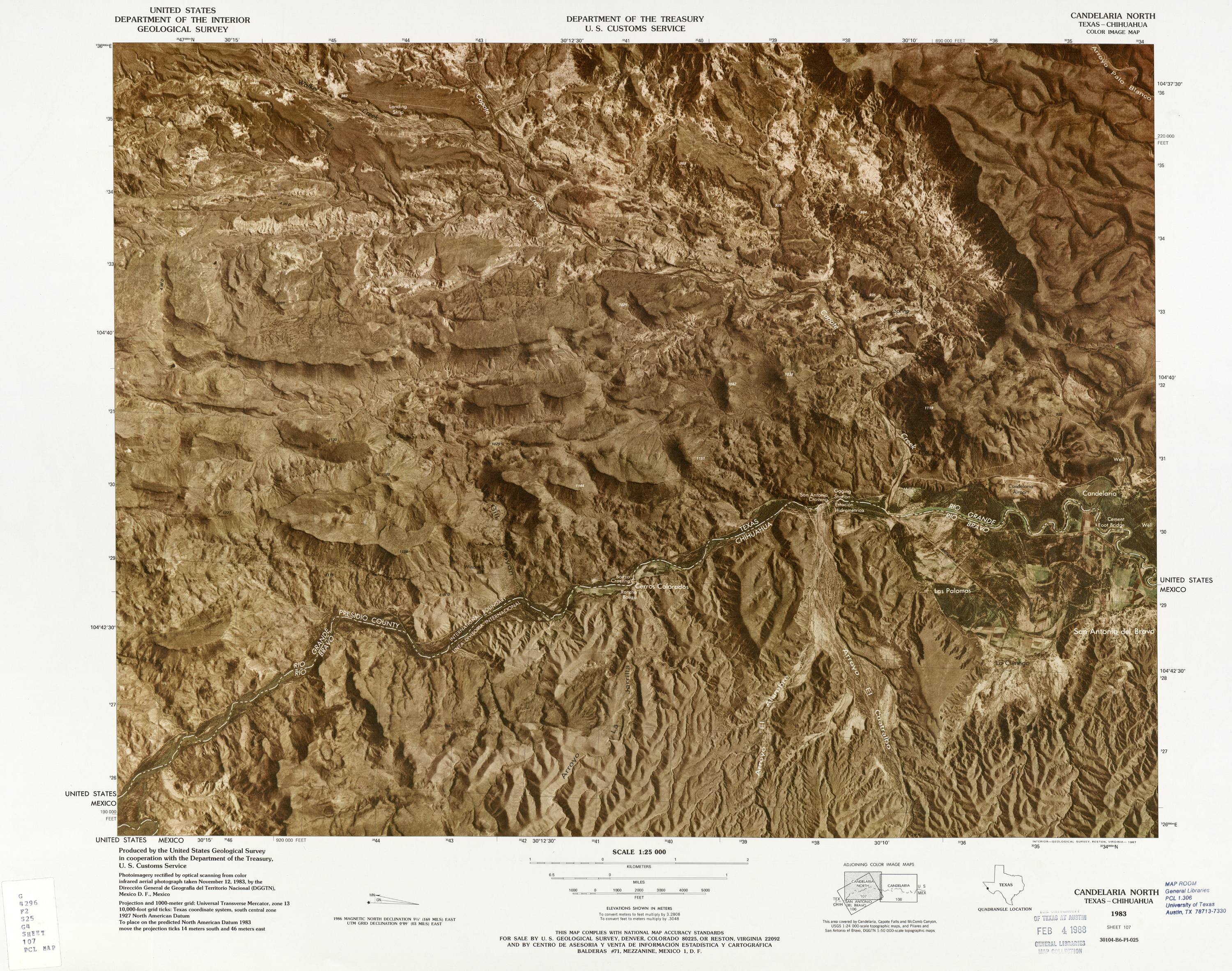 Mapa Fronterizo de México-Estados Unidos, Candelaria Norte 1983