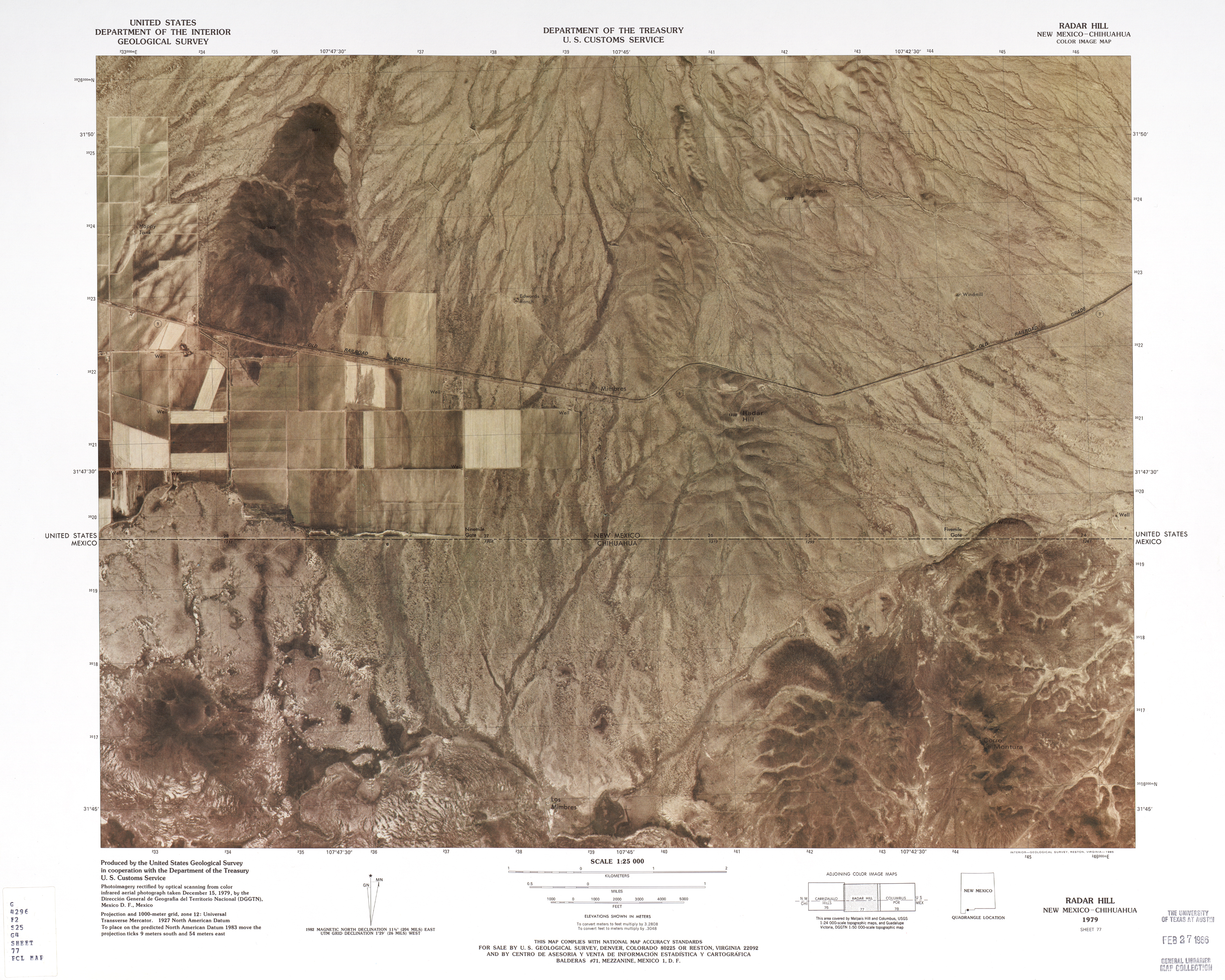 Mapa Fronterizo de México-Estados Unidos, Cerro Radar 1979