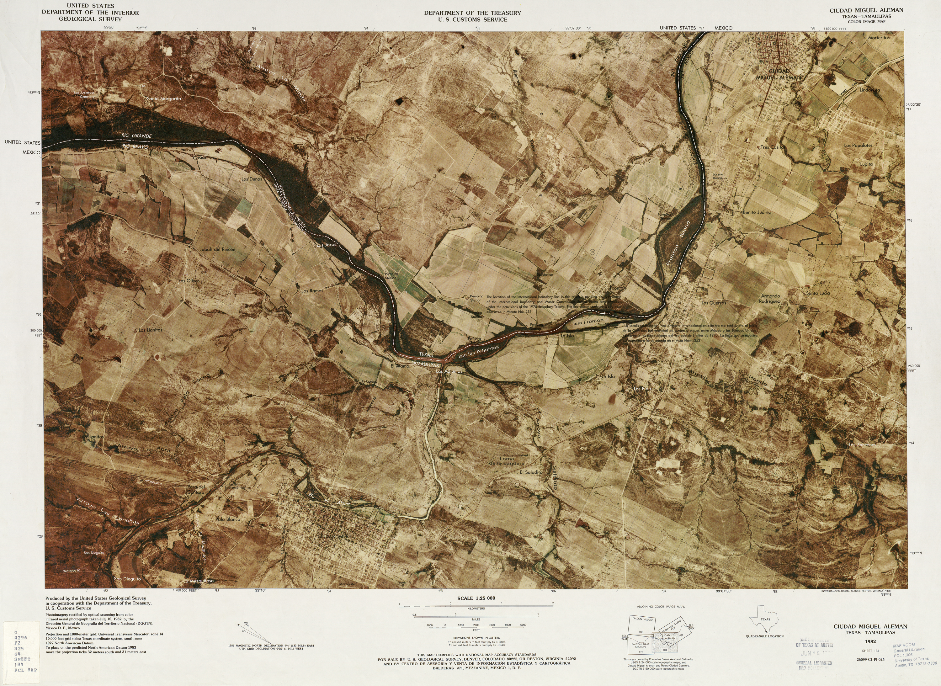 Mapa Fronterizo de México-Estados Unidos, Ciudad Miguel Aleman 1982