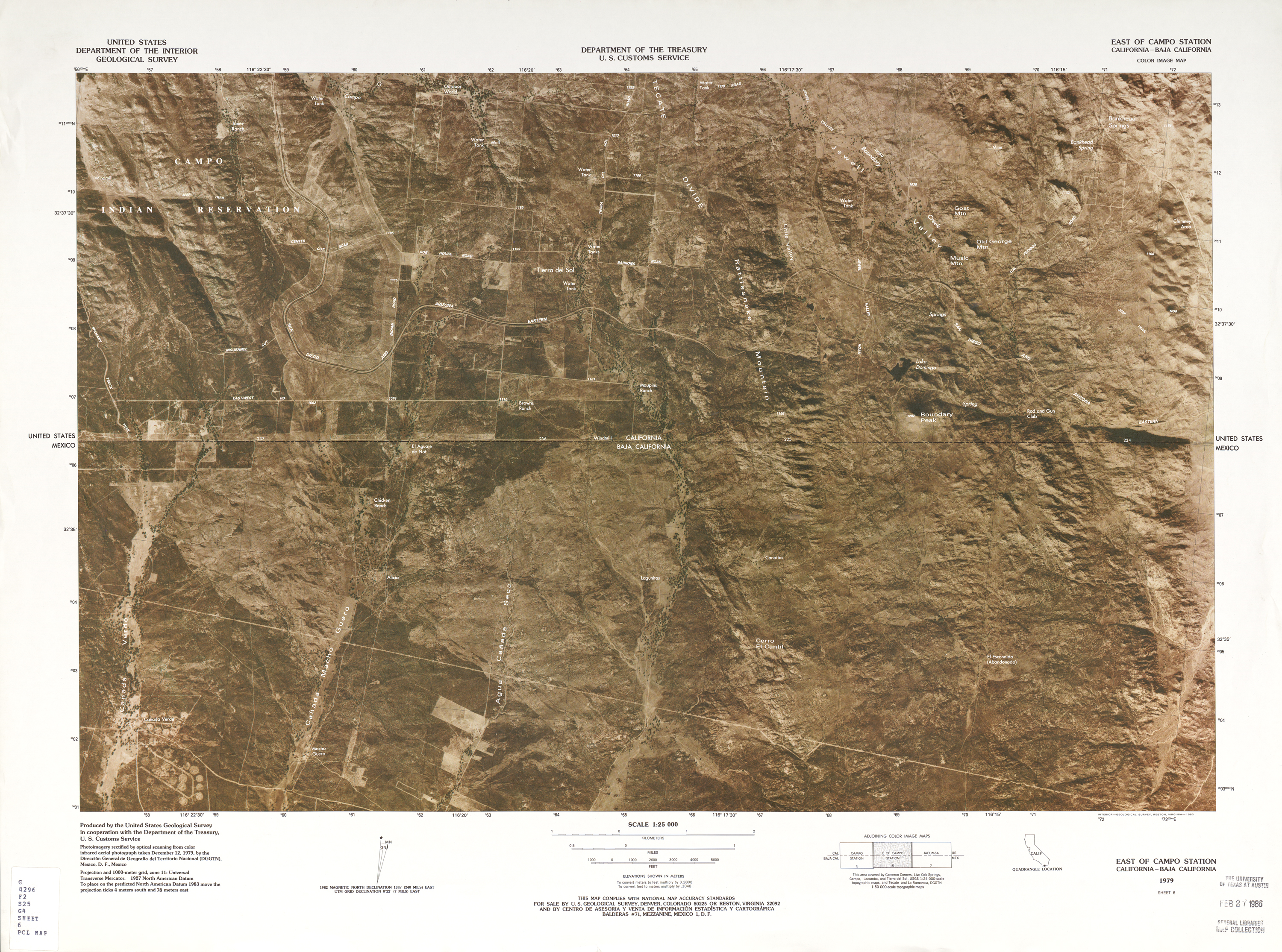 Mapa Fronterizo de México-Estados Unidos, Este de Campo Station 1979