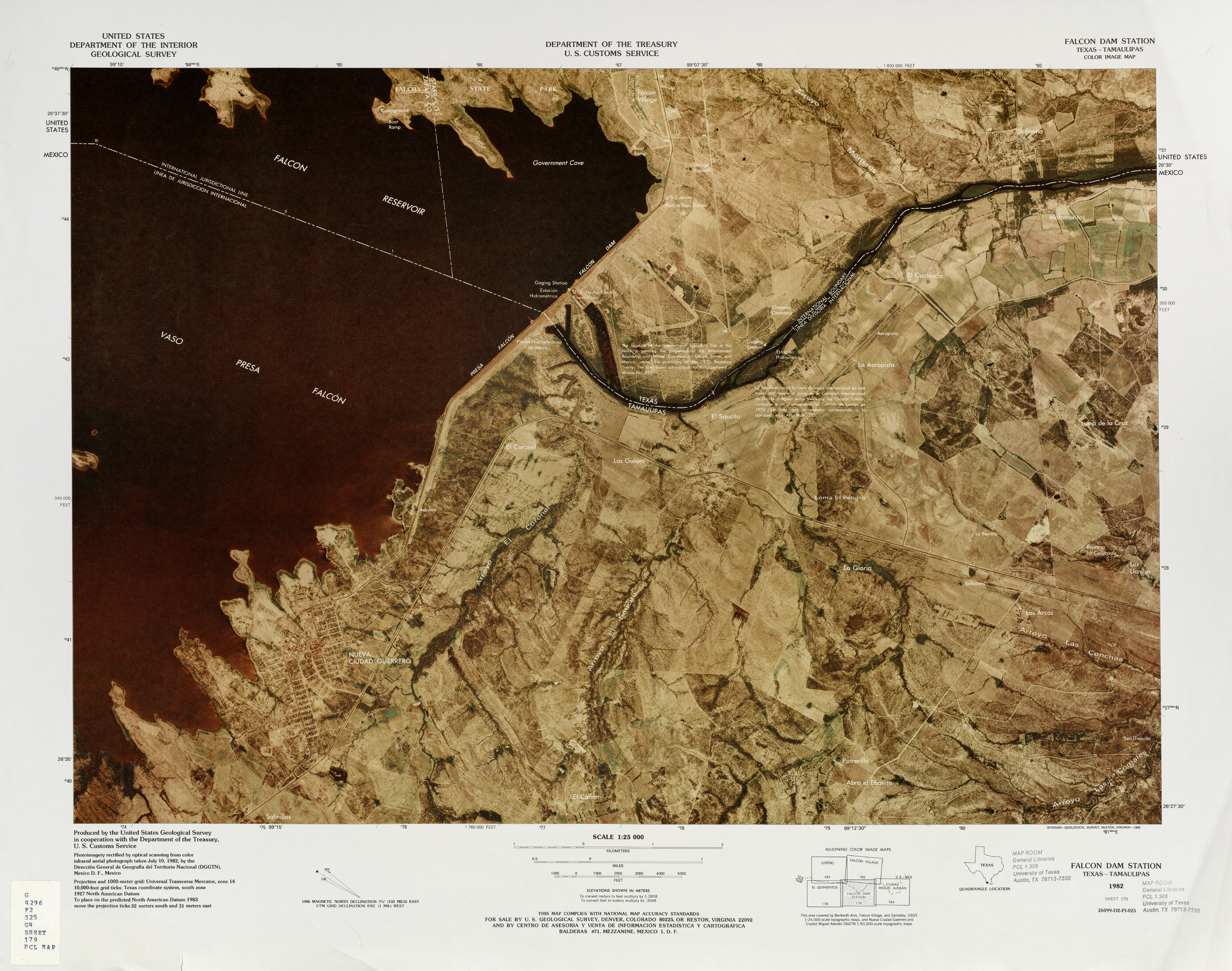 Mapa Fronterizo de México-Estados Unidos, Falcon Dam Station 1982