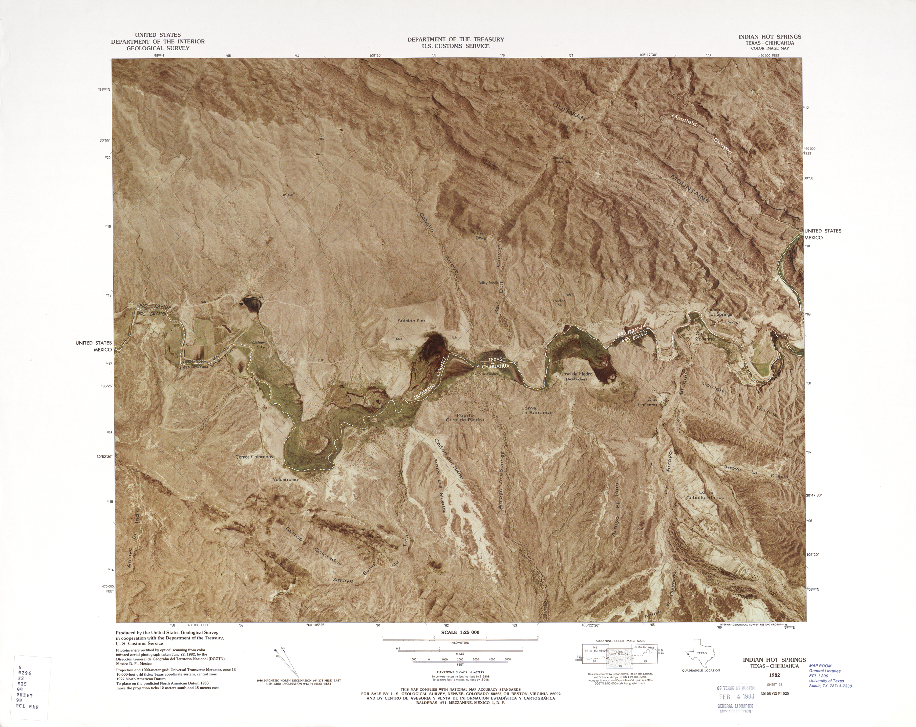 Mapa Fronterizo de México-Estados Unidos, Indian Hot Springs 1982