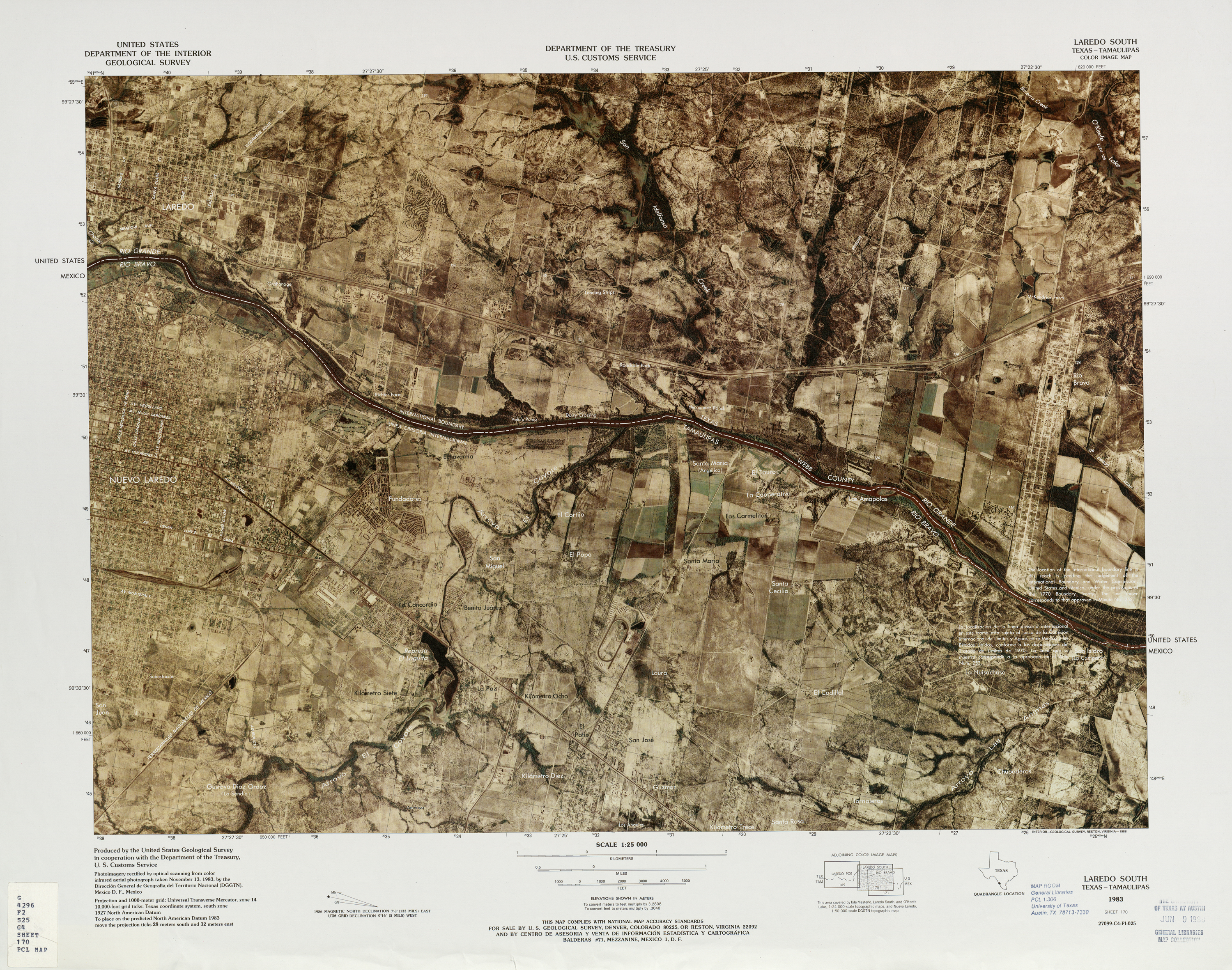 Mapa Fronterizo de México-Estados Unidos, Laredo Sur 1983