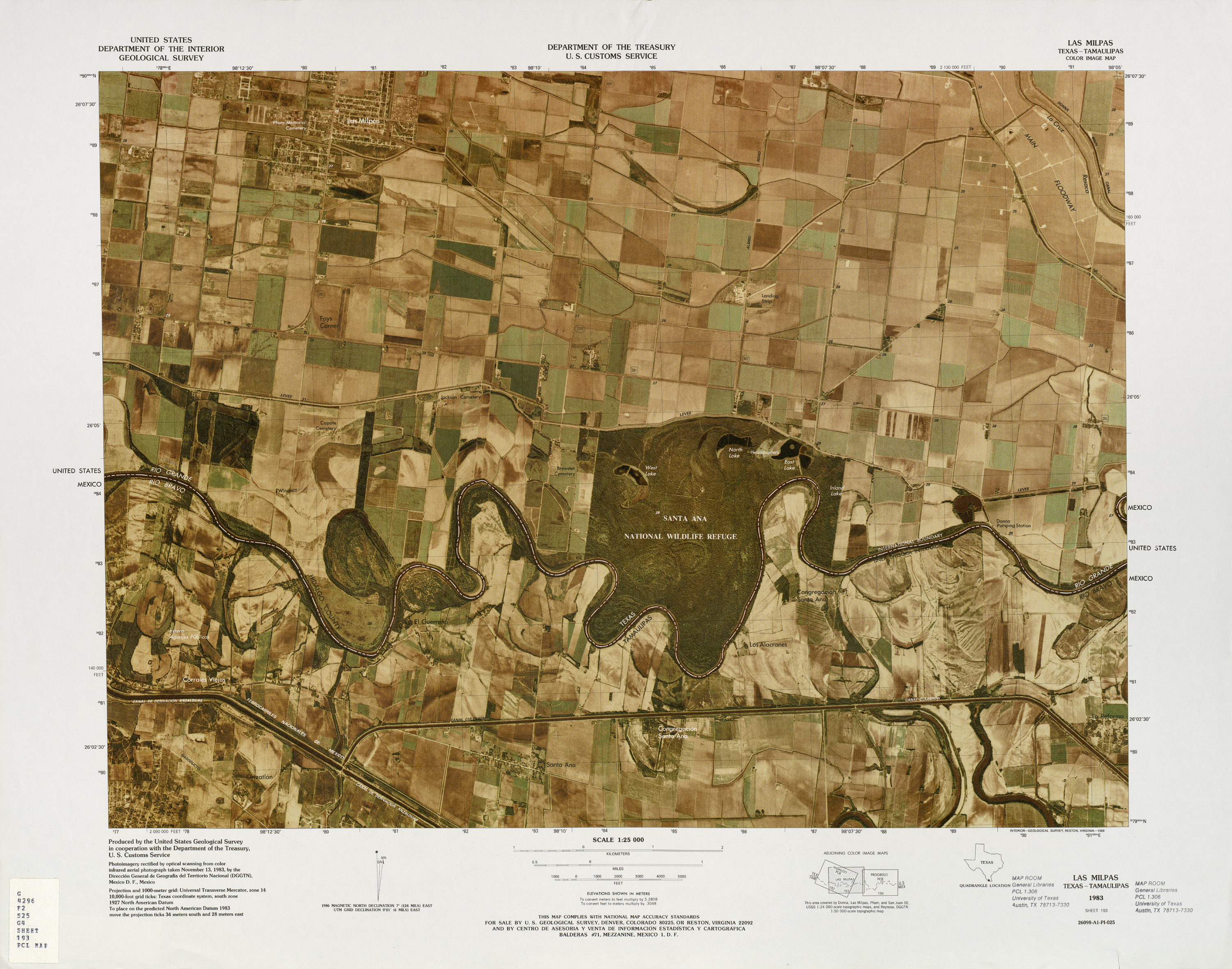 Mapa Fronterizo de México-Estados Unidos, Las Milpas 1983