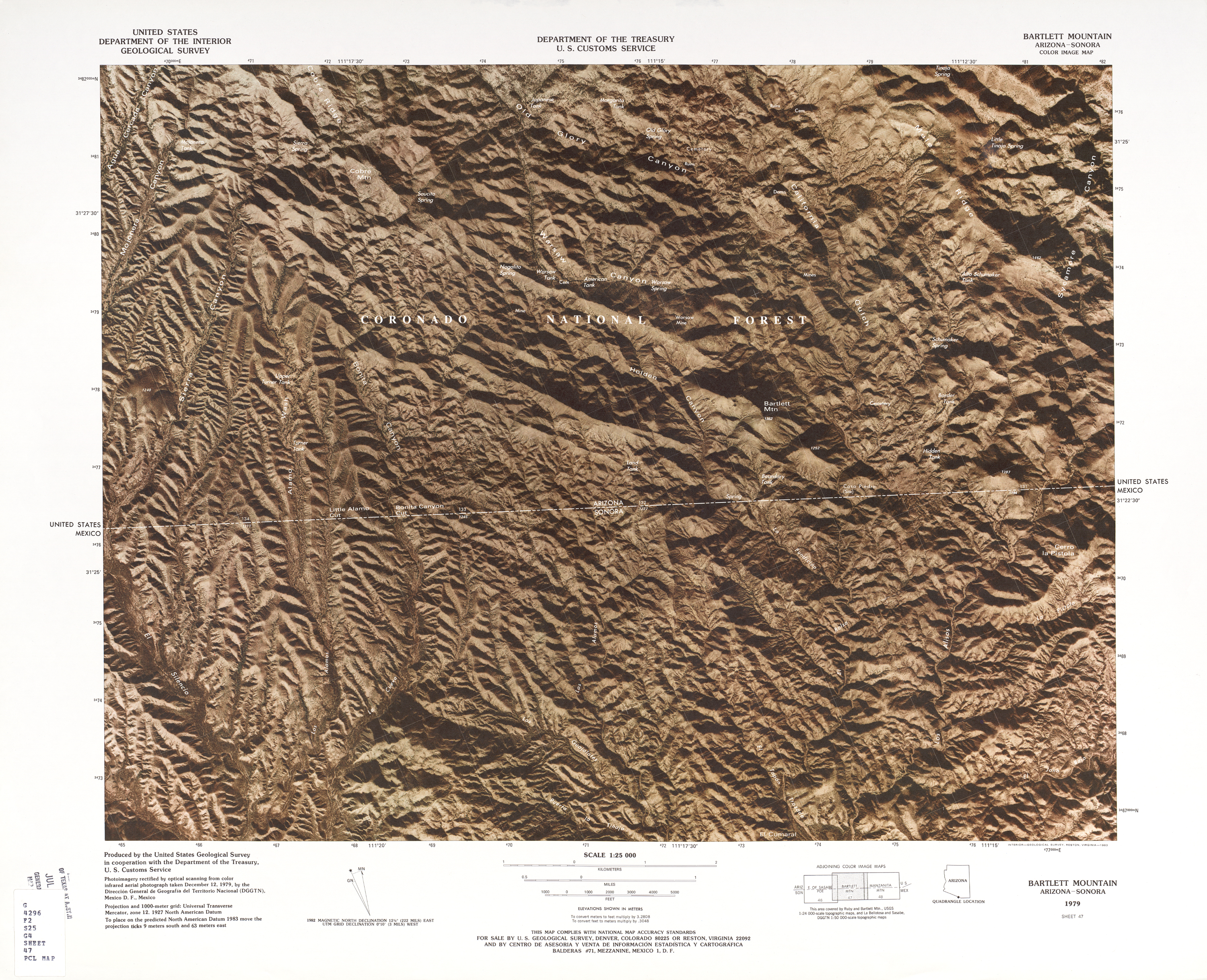 Mapa Fronterizo de México-Estados Unidos, Montaña Bartlett 1979
