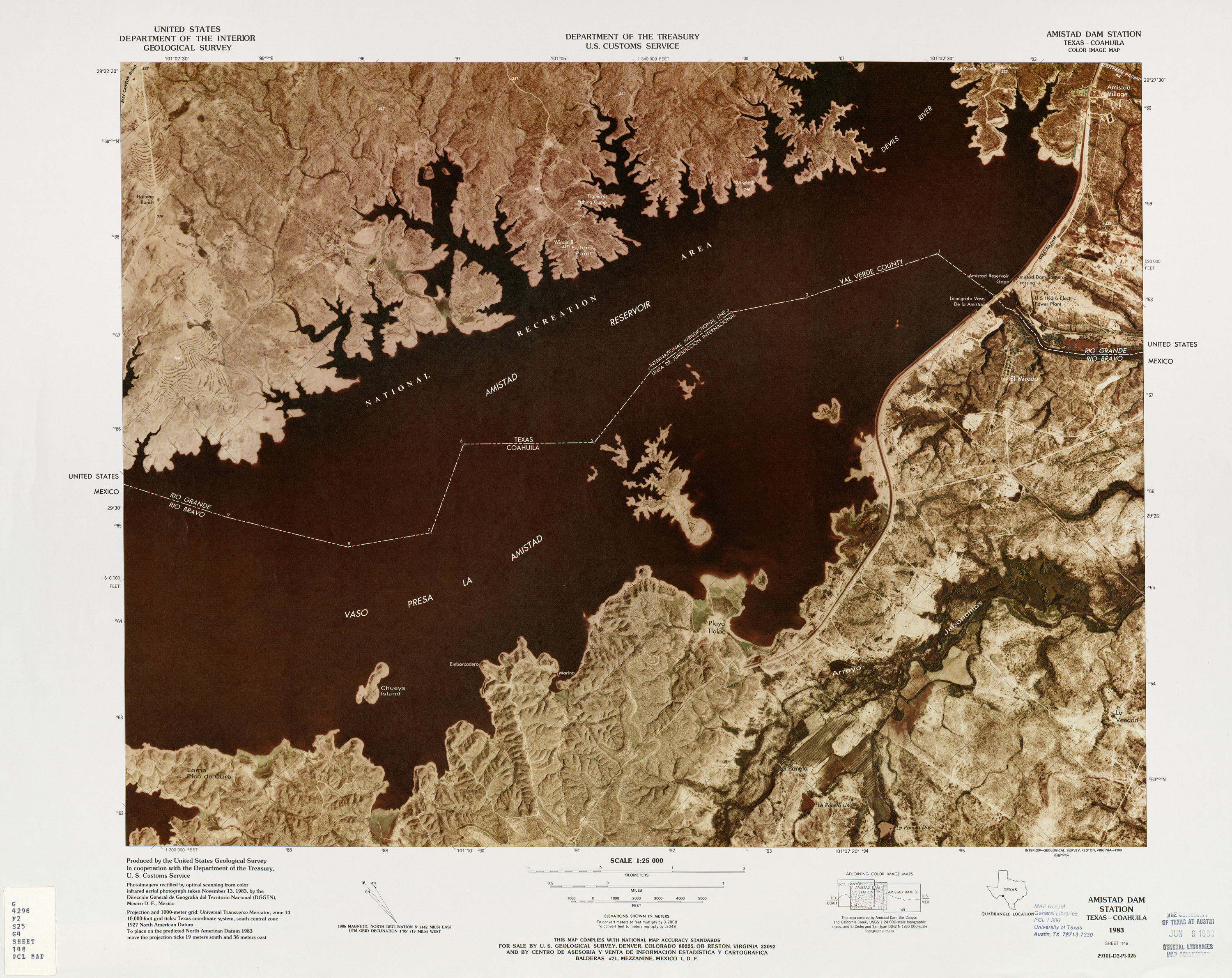 Mapa Fronterizo de México-Estados Unidos, Presa de la Amistad Station 1983