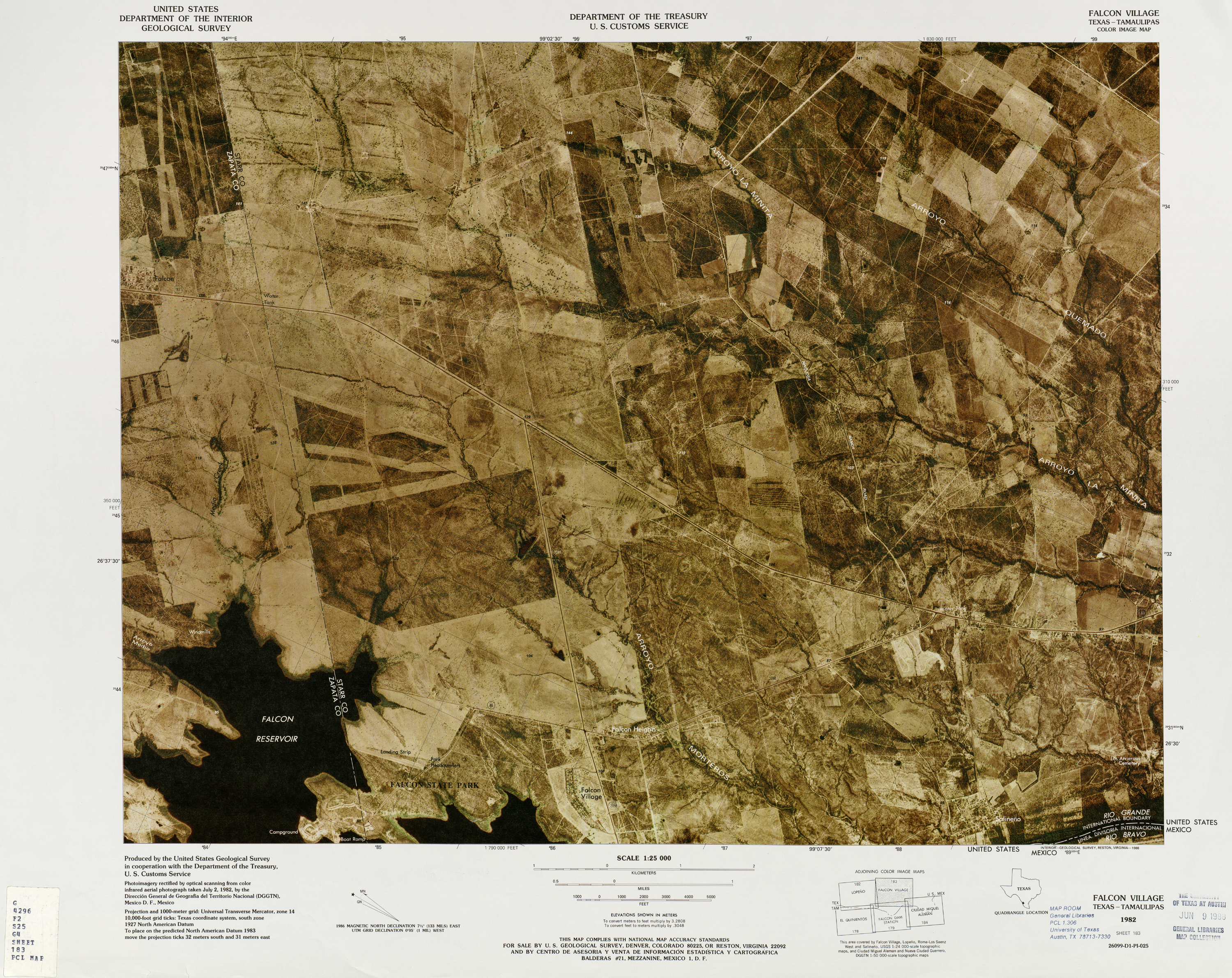 Mapa Fronterizo de México-Estados Unidos, Pueblo de Falcon 1982