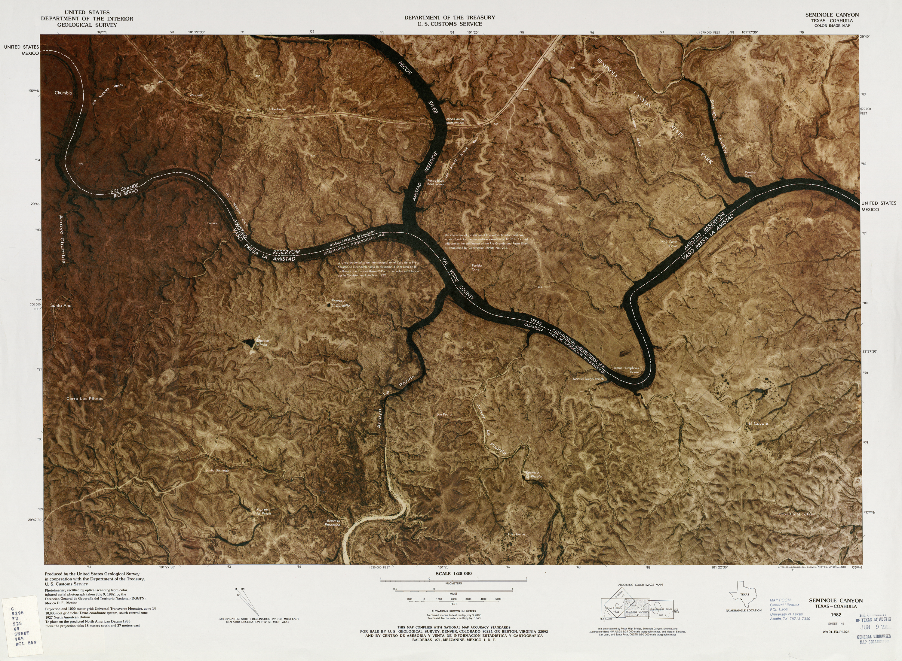 Mapa Fronterizo de México-Estados Unidos, Seminole Canyon 1982