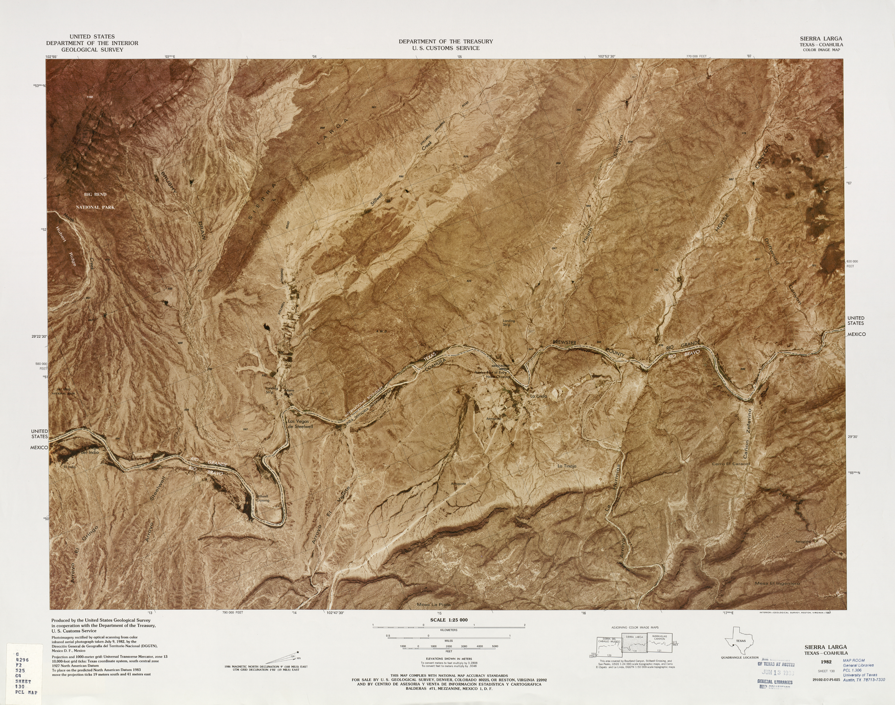 Mapa Fronterizo de México-Estados Unidos, Sierra Larga 1982