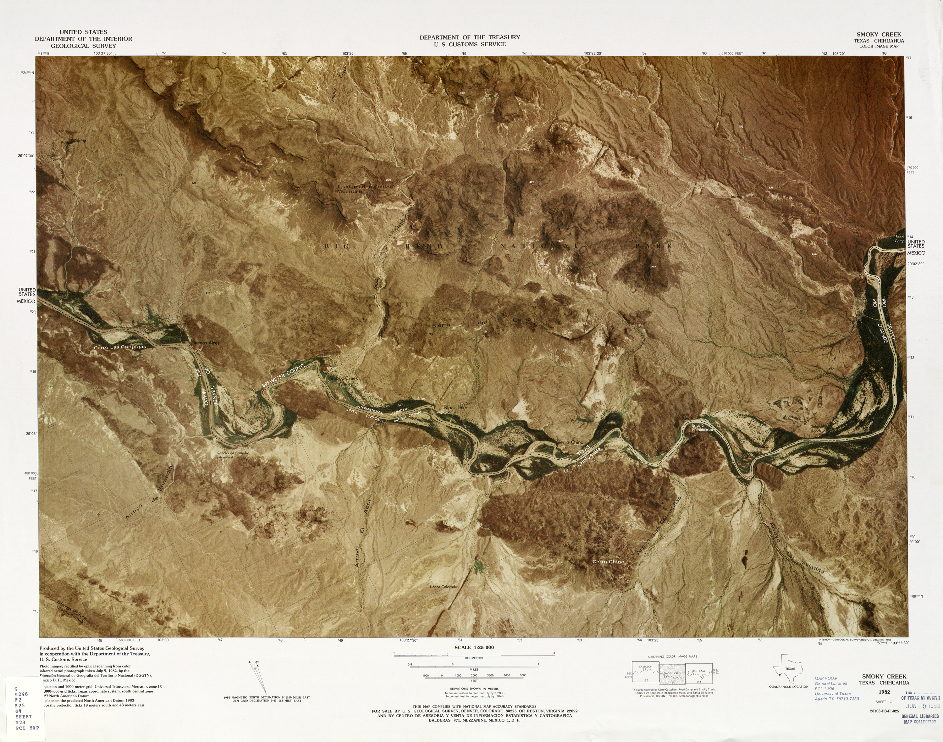 Mapa Fronterizo de México-Estados Unidos, Smoky Creek 1982