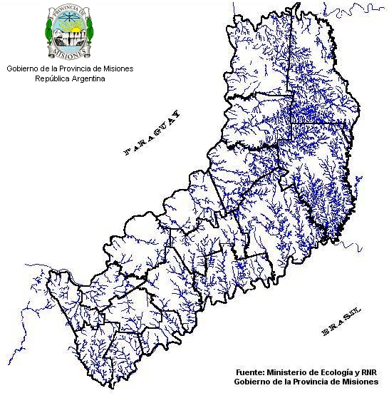 Mapa Hidrografico, Provincia Misiones, Argentina