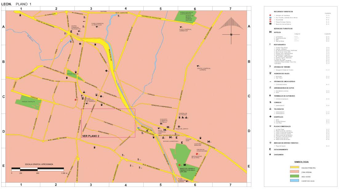 Mapa León (1), Guanajuato, Mexico