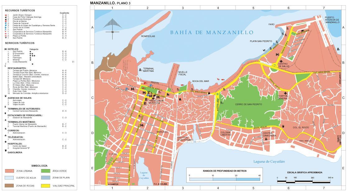 Mapa Manzanillo (Centro), Colima, Mexico