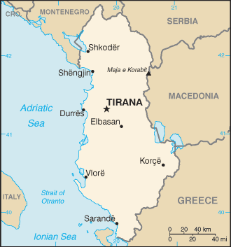 Mapa Politico Pequeña Escala de Albania