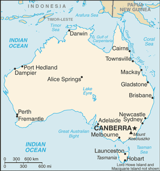 Mapa Político Pequeña Escala de Australia