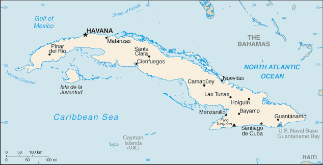 Mapa Político Pequeña Escala de Cuba