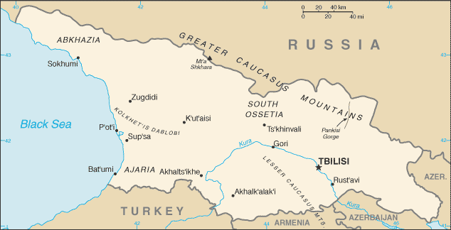 Mapa Politico Pequeña Escala de Georgia