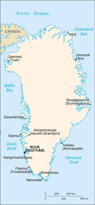 Mapa Politico Pequeña Escala de Groenlandia