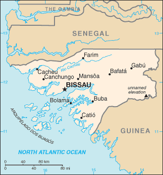 Mapa Político Pequeña Escala de Guinea-Bissau