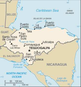 Mapa Político Pequeña Escala de Honduras