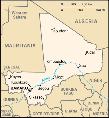 Mapa Político Pequeña Escala de Malí