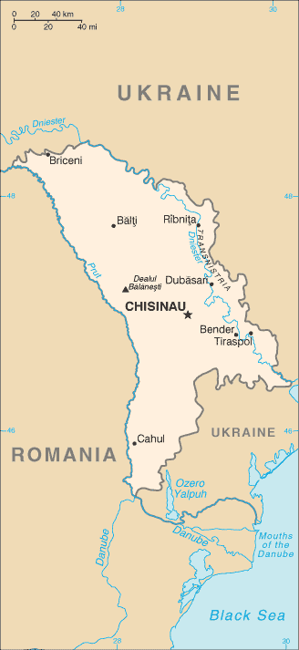 Mapa Politico Pequeña Escala de Moldavia