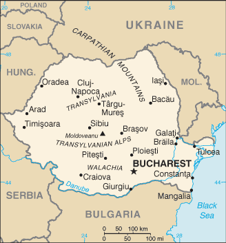 Mapa Politico Pequeña Escala de Rumania