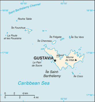 Mapa Político Pequeña Escala de Saint-Barthélemy