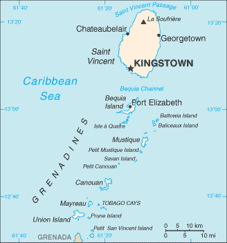 Mapa Político Pequeña Escala de San Vicente y las Granadinas