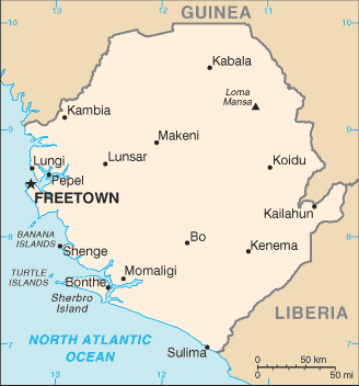 Mapa Político Pequeña Escala de Sierra Leona