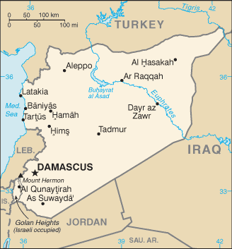 Mapa Politico Pequeña Escala de Syria