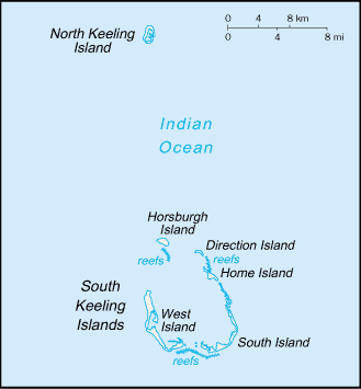 Mapa Politico Pequeña Escala de las Islas Cocos, Australia