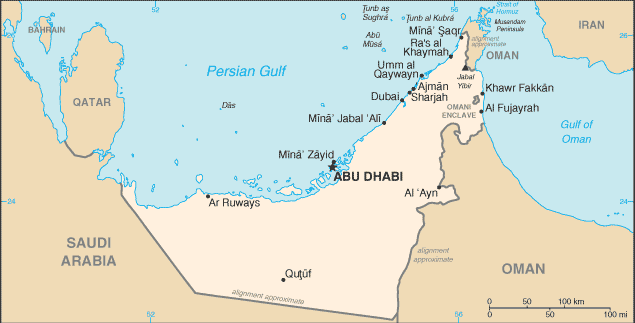 Mapa Politico Pequeña Escala de los Emiratos Árabes