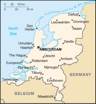 Mapa Politico Pequeña Escala de los Países Bajos