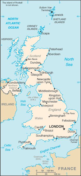 Mapa Politico Pequeña Escala del Reino Unido