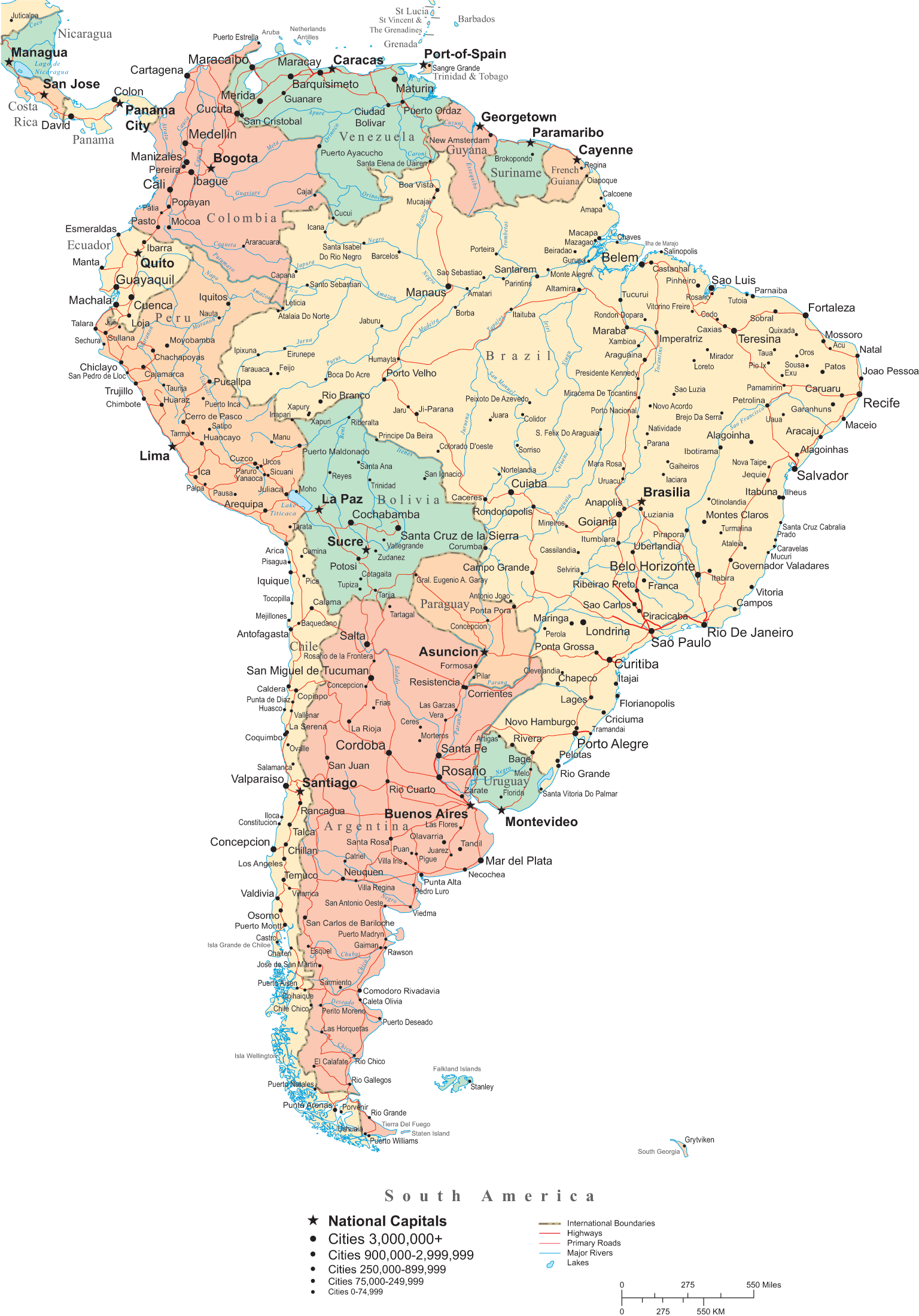Mapa Político de América del Sur