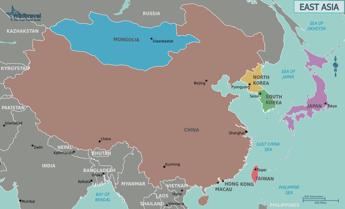 Mapa Politico de Asia del Este