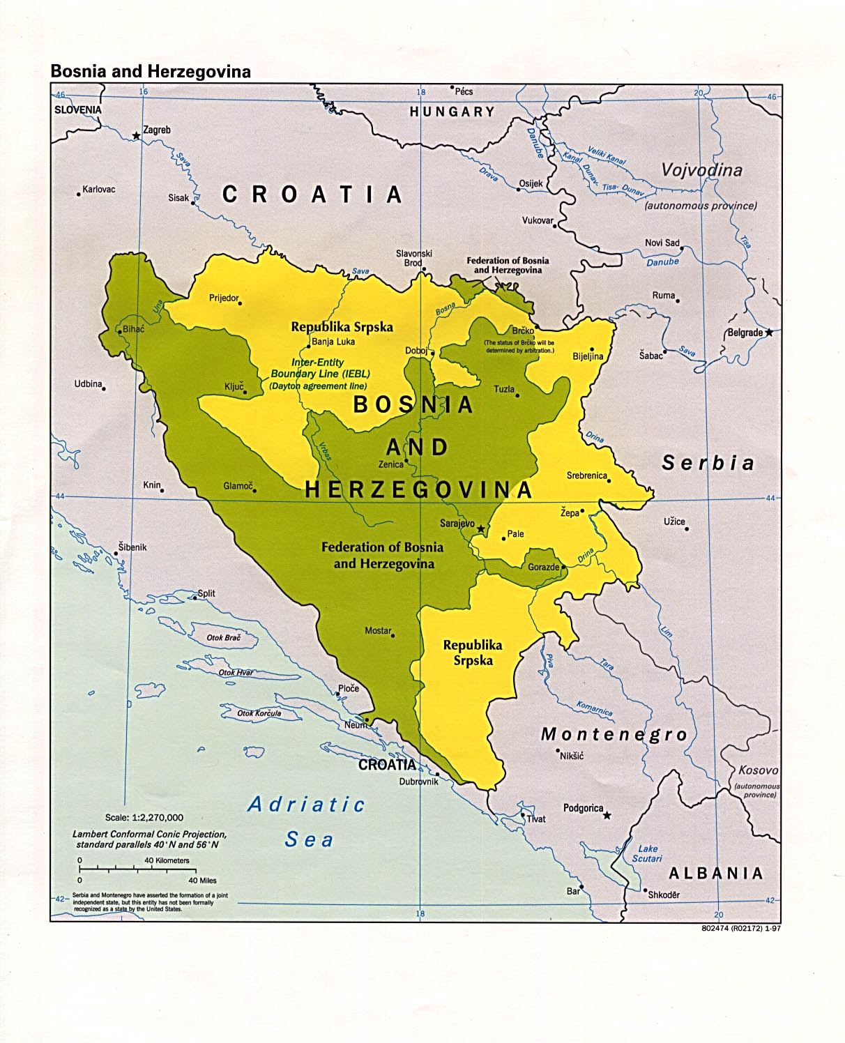 Mapa Politico de Bosnia y Herzegovina