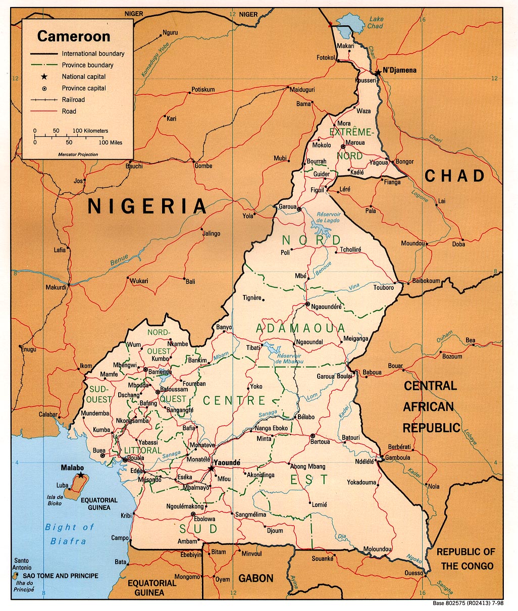 Mapa Politico de Camerún